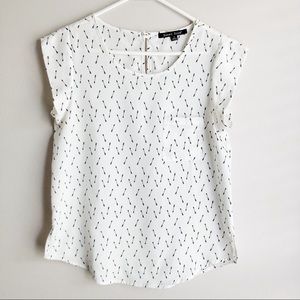 5 FOR $25 | Sweet Rain Short Cap Flutter Sleeve Chiffon Blouse Top Arrows S